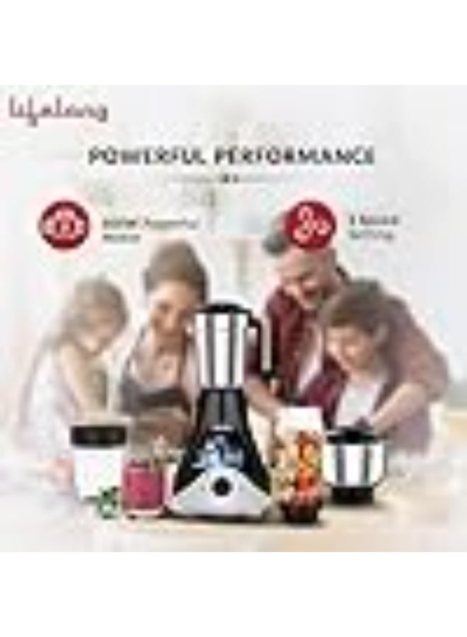 Lifelong Mixer Grinder for Kitchen - 4 Jars 500 Watt Mixie - 2 Nutri bullet Jars for Smoothie & Blending, Chutney Jar & Liquidizing Jar used as Wet Grinder & Blender - Stainless Steel Blades (LLMG39) - Image 3